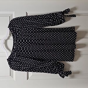 Michael Kors size small.  Elasticized scoop neck polka dot blouse